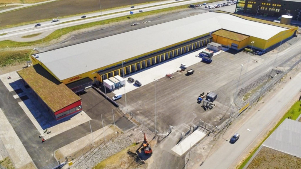 DHL Freight Terminal from above Sweden Uppsala