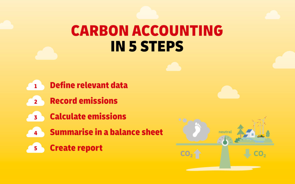 A checklist of the 5 steps necessary for carbon reporting