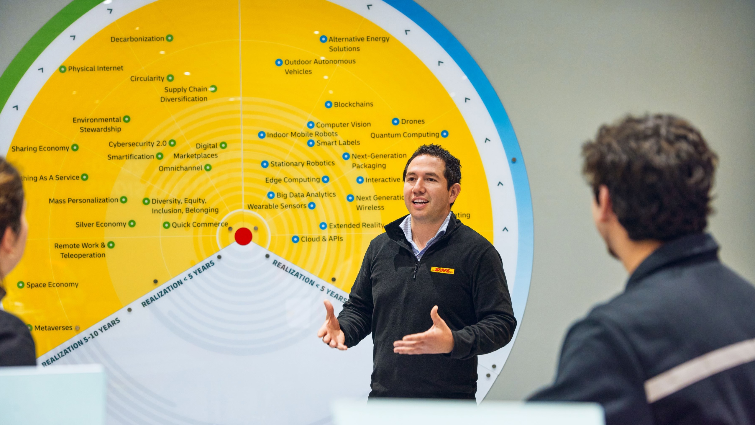 DHL employee explaining the latest logistics trends