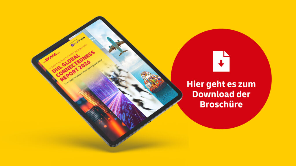 Darstellung des DHL Global Connectedness Report 2026 in einem iPad