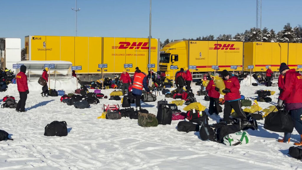 Gepäcksortierung beim Vasaloppet