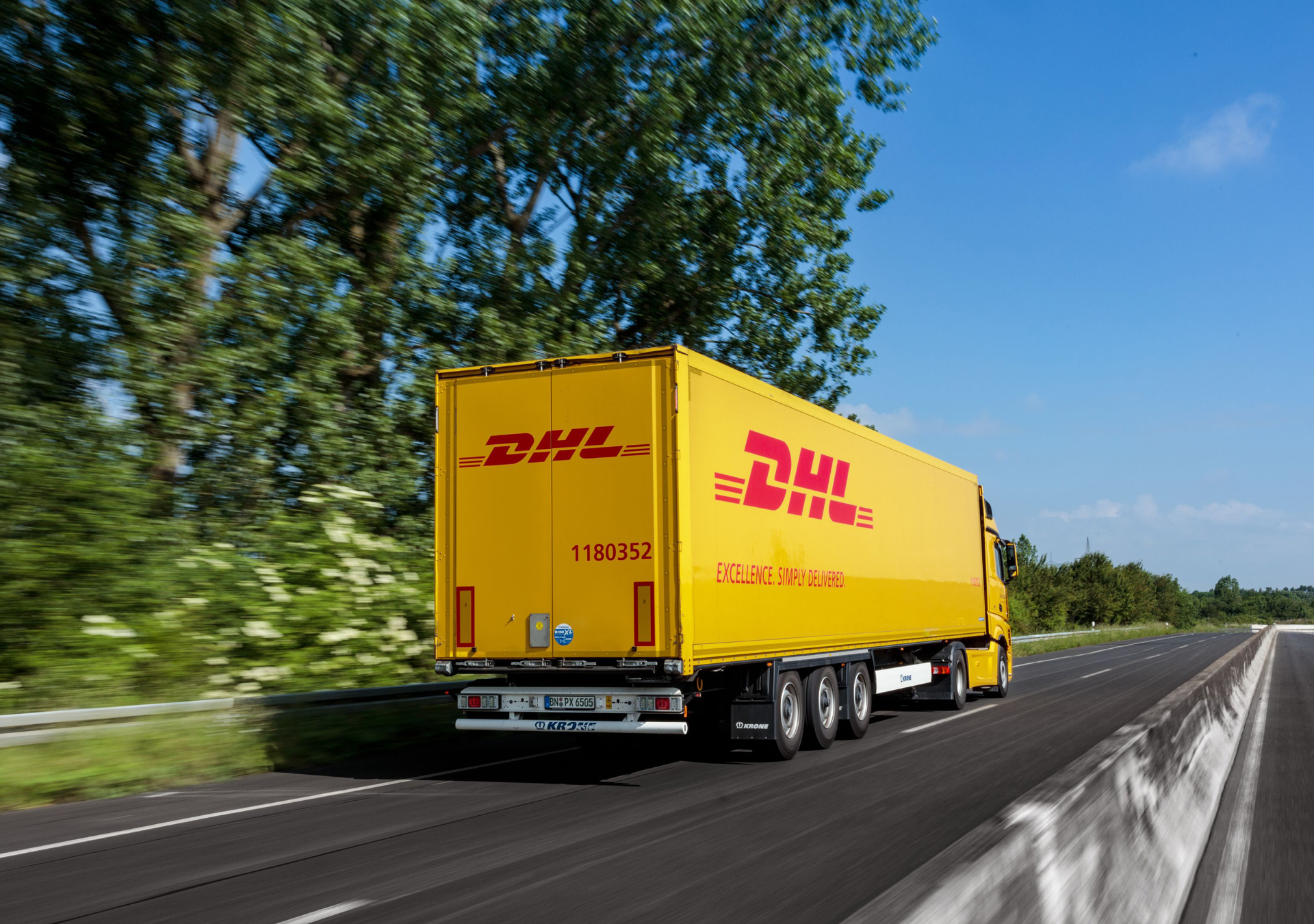 DHL truck on the road